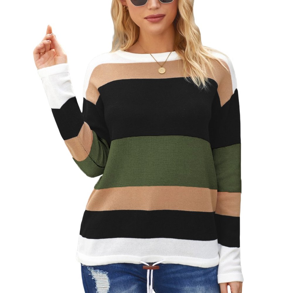 Green Colorblock Knit Sweater - Picture 5 of 10